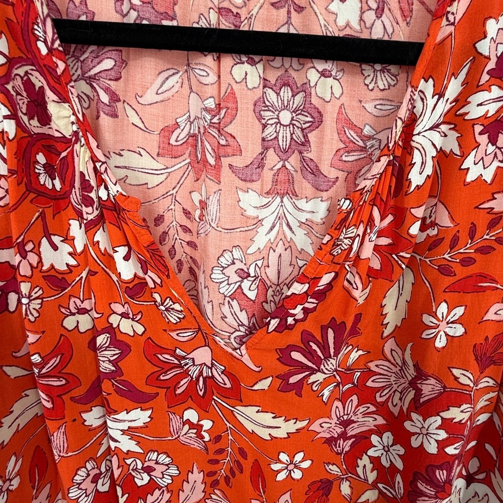 Old Navy Peasant Top Womens XXL TTG Orange Boho Cottagecore Romantic Floral Fall - Picture 4 of 8